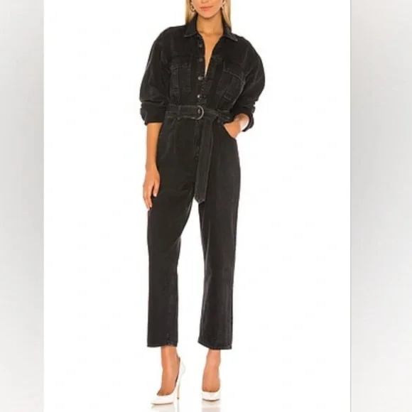 Agolde Tatum Long Sleeve Black Jumpsuit - Picture 2 of 10